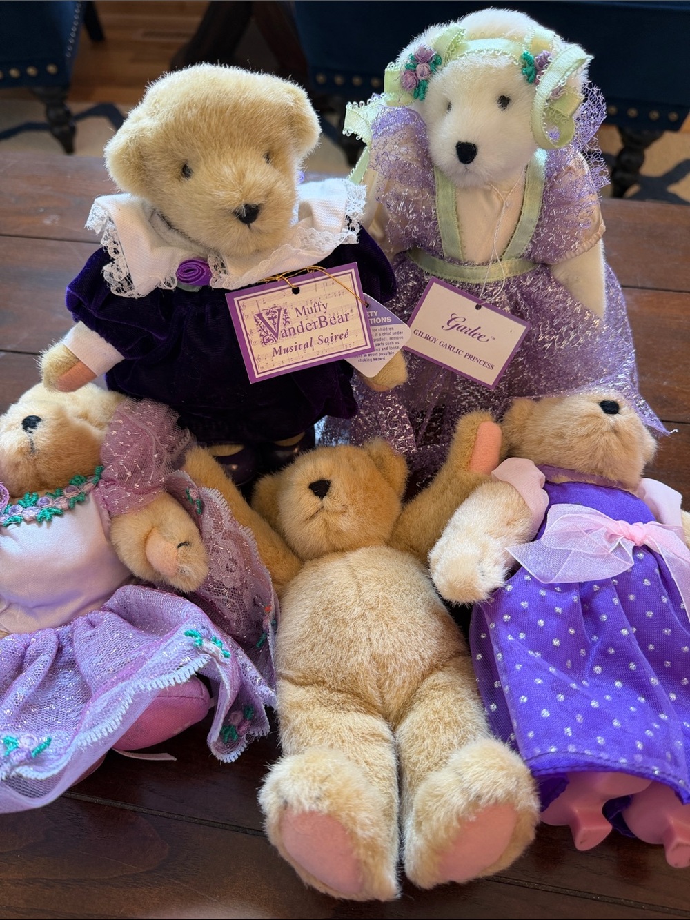 Muffy VanderBear Plush Teddy Bear Collection in Lavender and Cream NABCO
